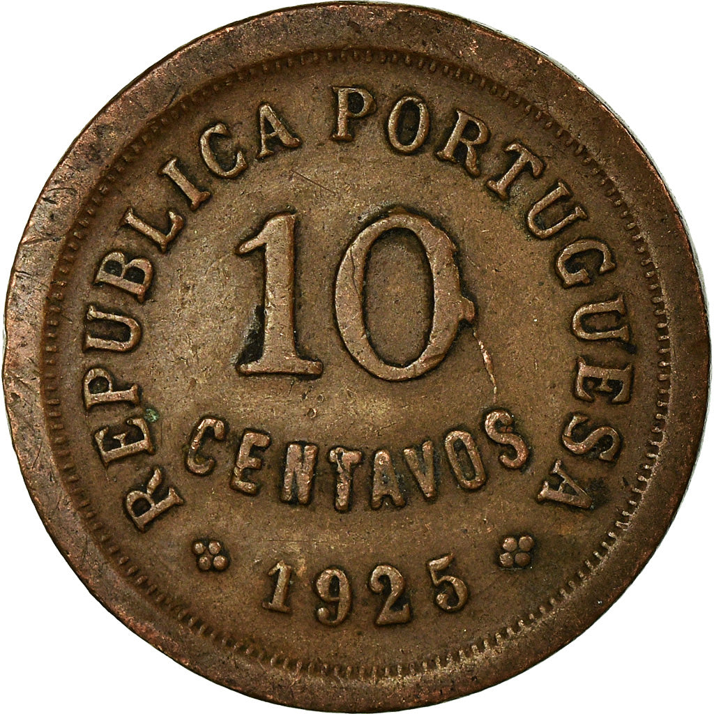 Moneta, Portogallo, 10 Centavos, 1925, BB, Bronzo, KM:573