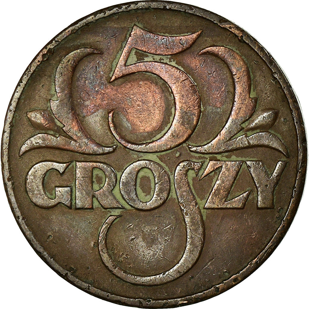 Münze, Polen, 5 Groszy, 1936, Warsaw, S+, Bronze, KM:10a