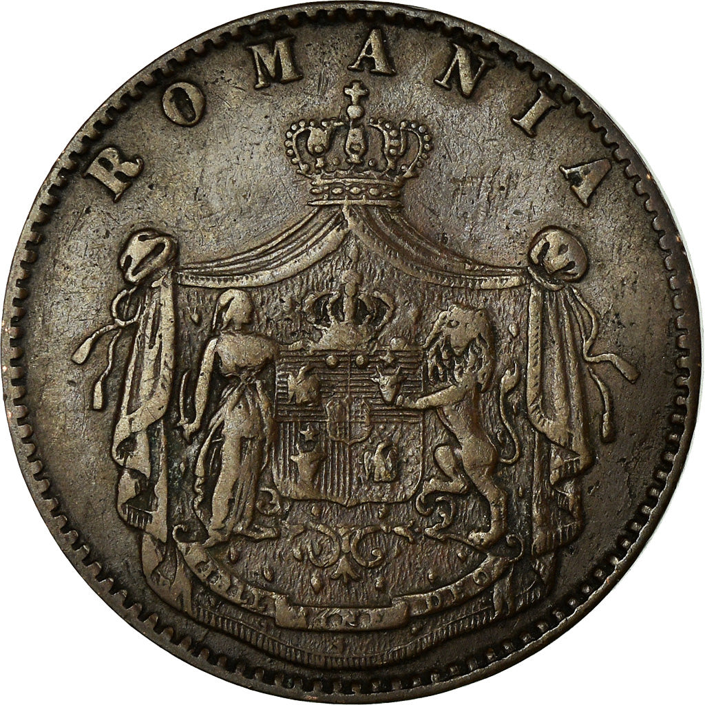 Coin, Romania, Carol I, 5 Bani, 1867, AU(50-53), Copper, KM:3.2