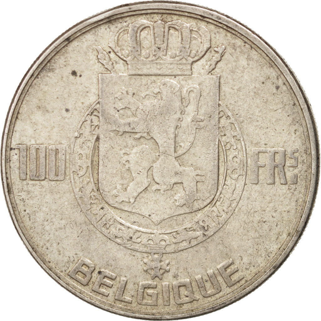Belgium, 100 Francs, 100 Frank, 1950, EF(40-45), Silver, KM:138.1