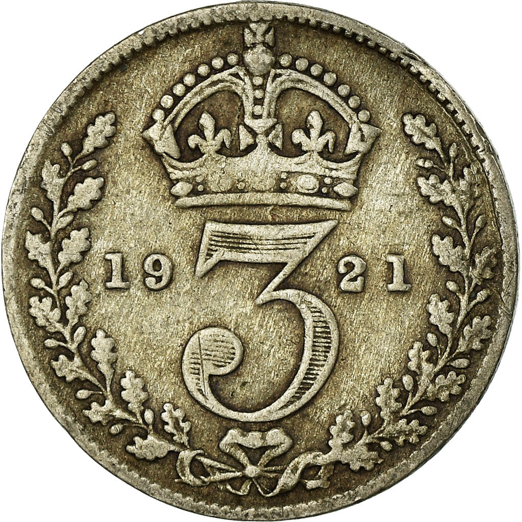 Coin, Great Britain, George V, 3 Pence, 1921, VF(20-25), Silver, KM:813a