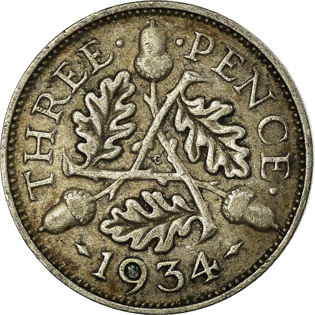 Moeda, Grã-Bretanha, George V, 3 Pence, 1934, VF(30-35), Prata, KM:831