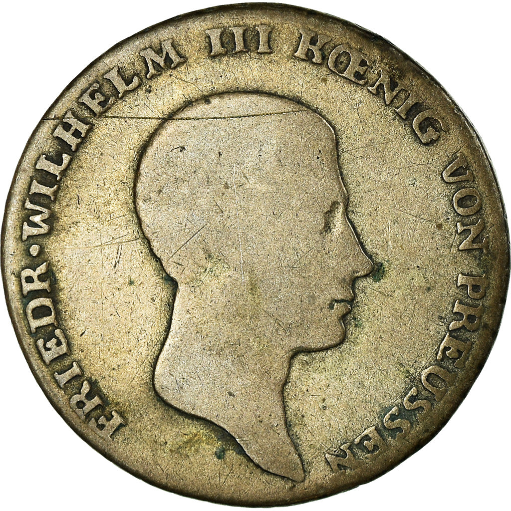 Monnaie, Etats allemands, PRUSSIA, Friedrich Wilhelm III, 1/6 Thaler, 1814