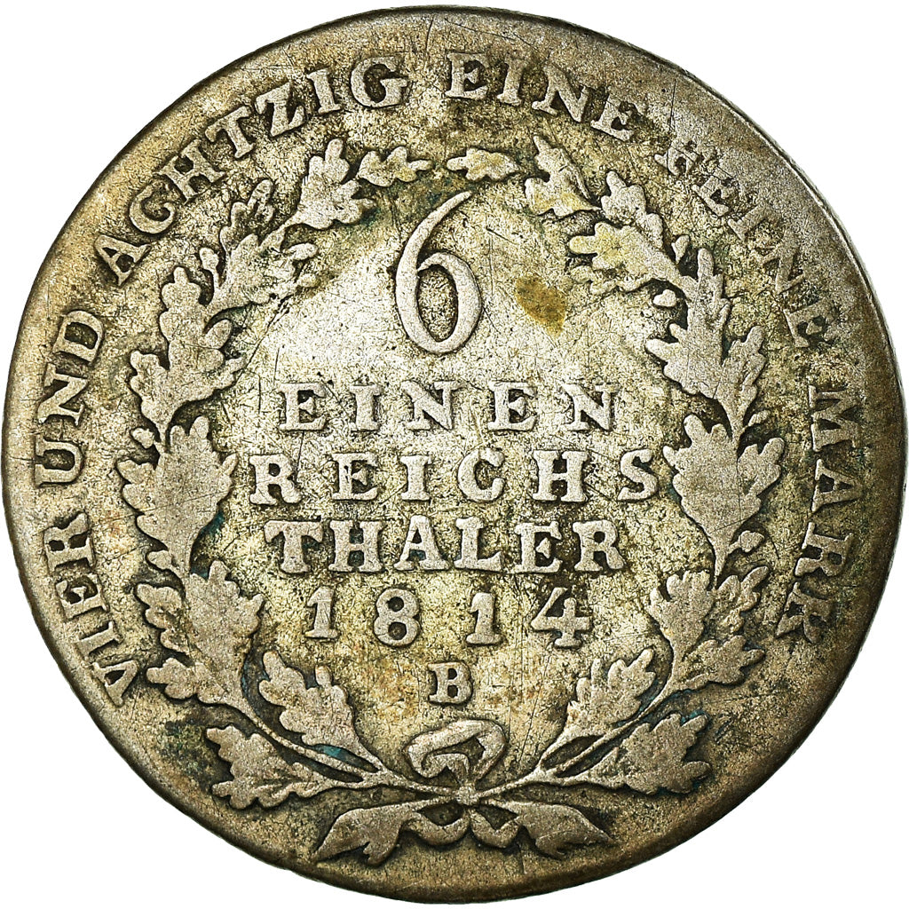 Monnaie, Etats allemands, PRUSSIA, Friedrich Wilhelm III, 1/6 Thaler, 1814