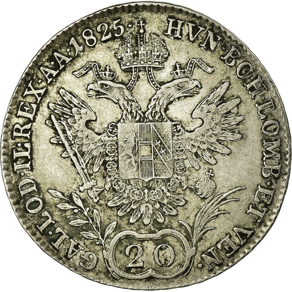 Coin, Austria, Franz II (I), 20 Kreuzer, 1825, VF(20-25), Silver, KM:2144