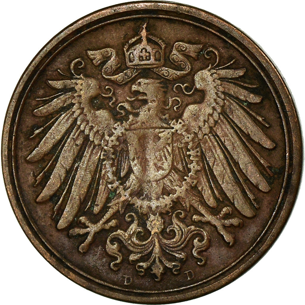 Coin, GERMANY - EMPIRE, Wilhelm II, Pfennig, 1892, Munich, EF(40-45), Copper