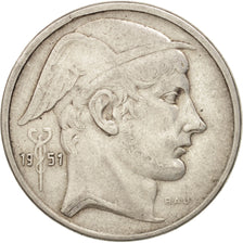 Belgium, 50 Francs, 50 Frank, 1951, EF(40-45), Silver, KM:136.1