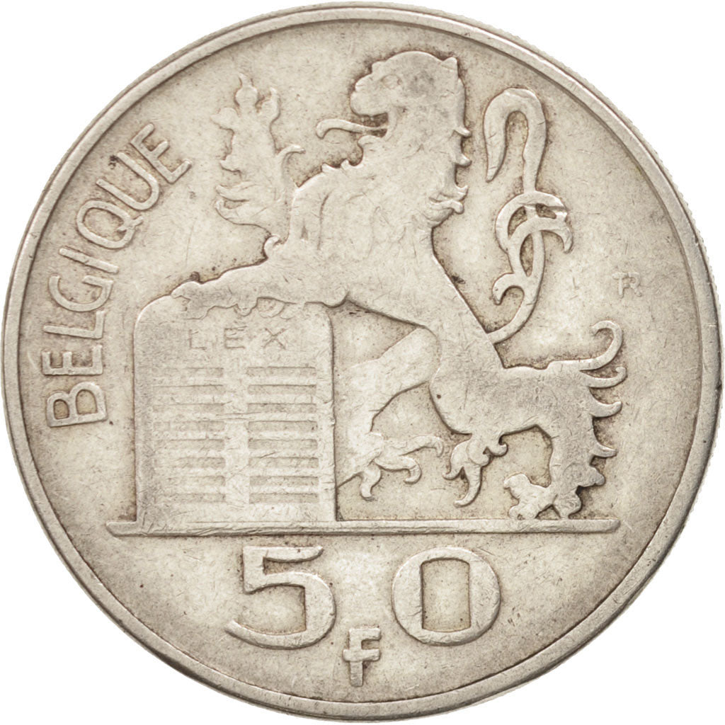 Belgium, 50 Francs, 50 Frank, 1951, EF(40-45), Silver, KM:136.1