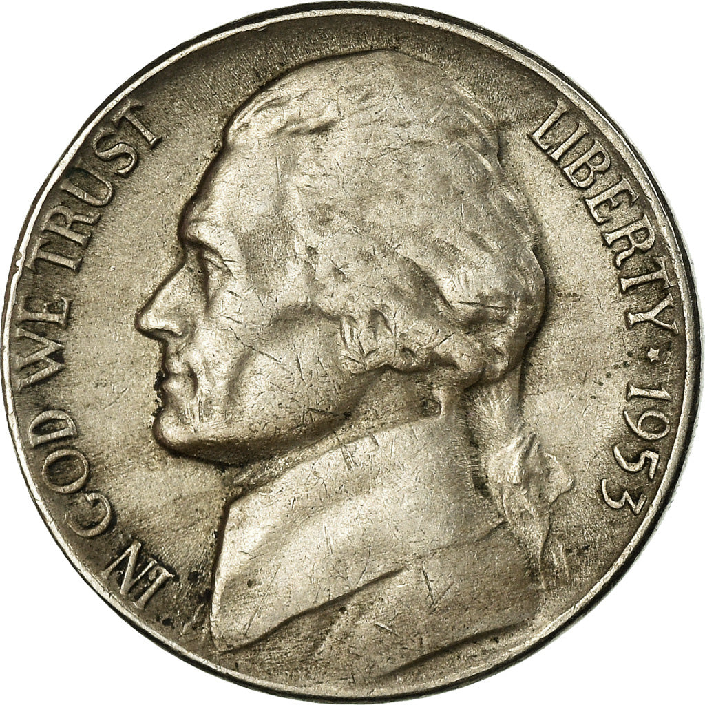 Monnaie, États-Unis, Jefferson Nickel, 5 Cents, 1953, U.S. Mint, Philadelphie