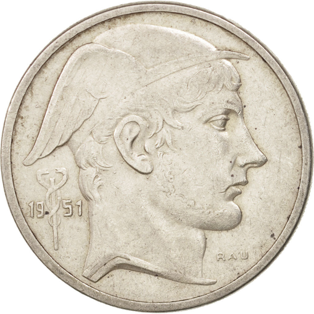 Belgium, 50 Francs, 50 Frank, 1951, EF(40-45), Silver, KM:136.1