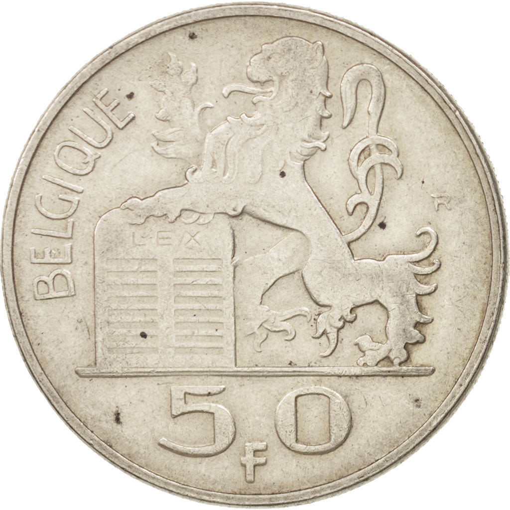 Belgium, 50 Francs, 50 Frank, 1951, EF(40-45), Silver, KM:136.1