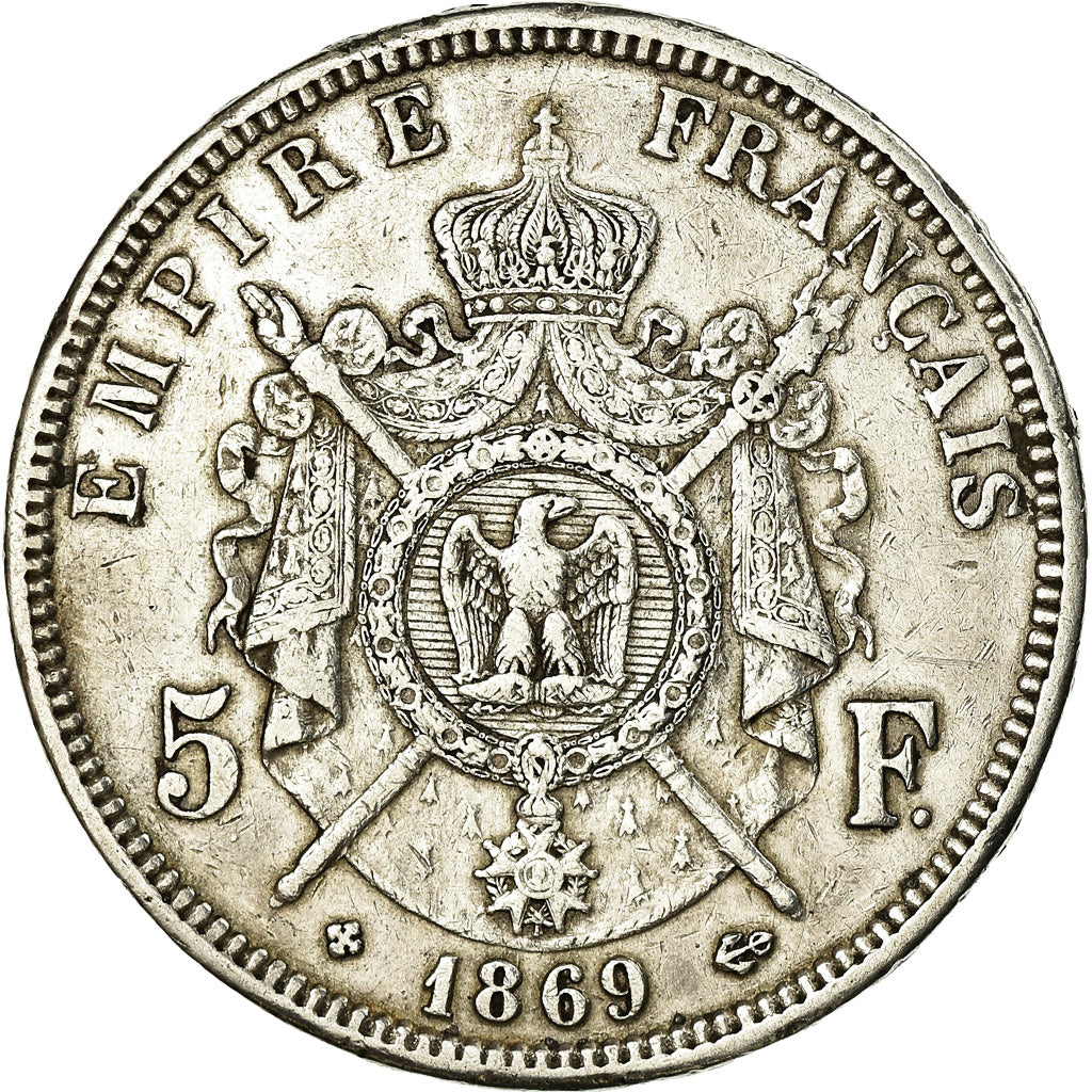 Coin, France, Napoléon III, 5 Francs, 1869, Strasbourg, VF(30-35), Silver