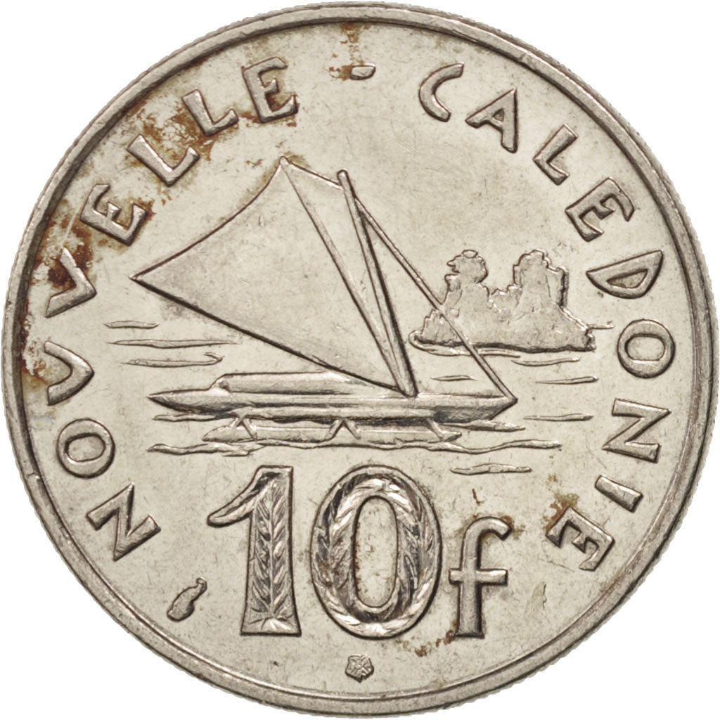 New Caledonia, 10 Francs, 1977, Paris, AU(50-53), Nickel, KM:11