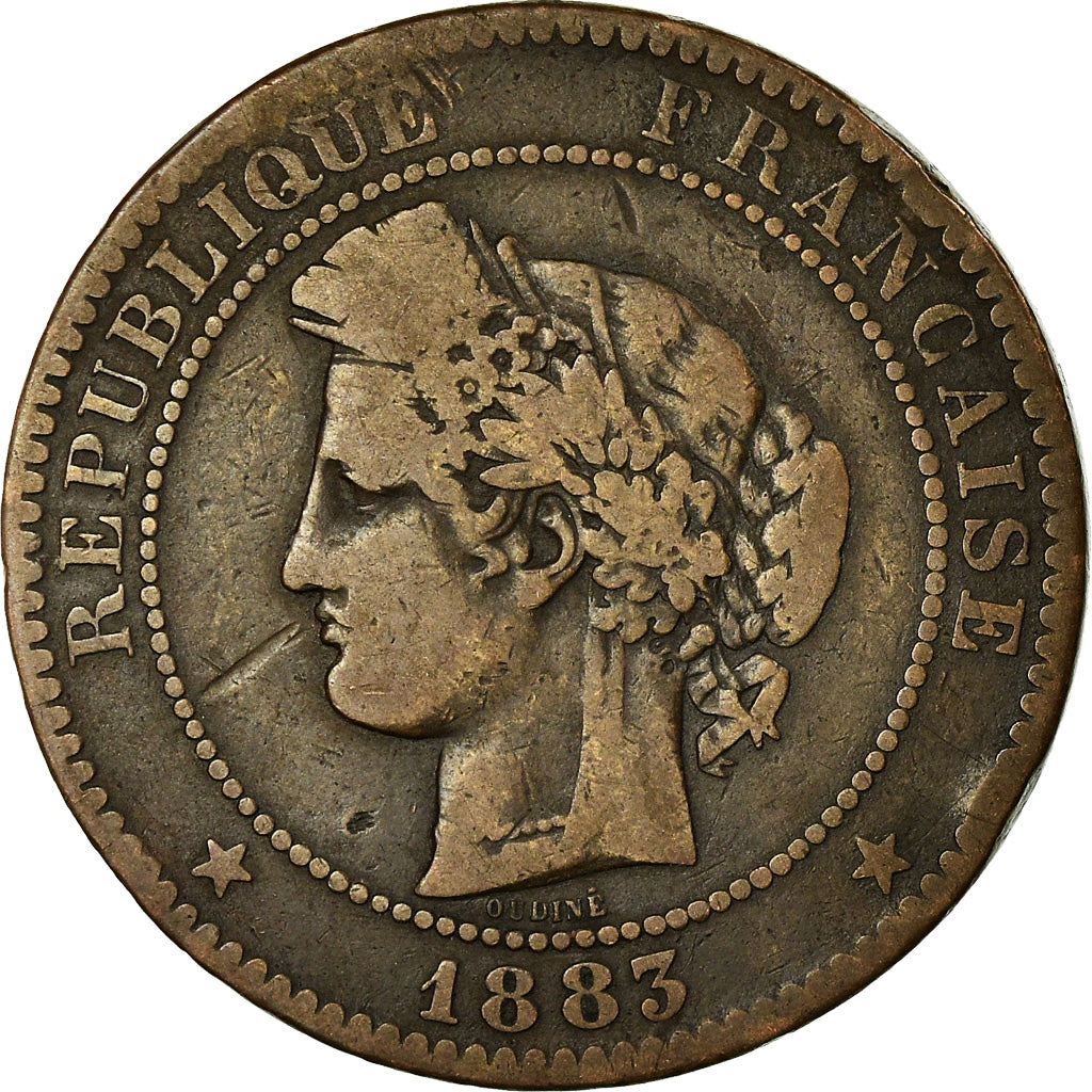 Monnaie, France, Cérès, 10 Centimes, 1883, Paris, TB, Bronze, KM:815.1