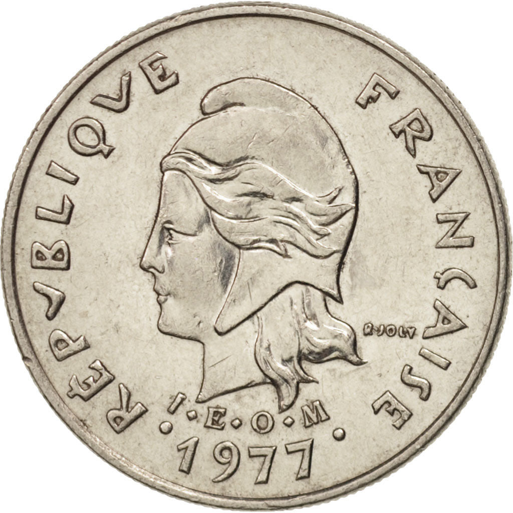 New Caledonia, 10 Francs, 1977, Paris, AU(50-53), Nickel, KM:11