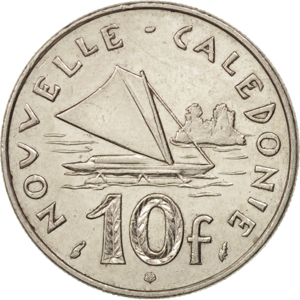New Caledonia, 10 Francs, 1977, Paris, AU(50-53), Nickel, KM:11