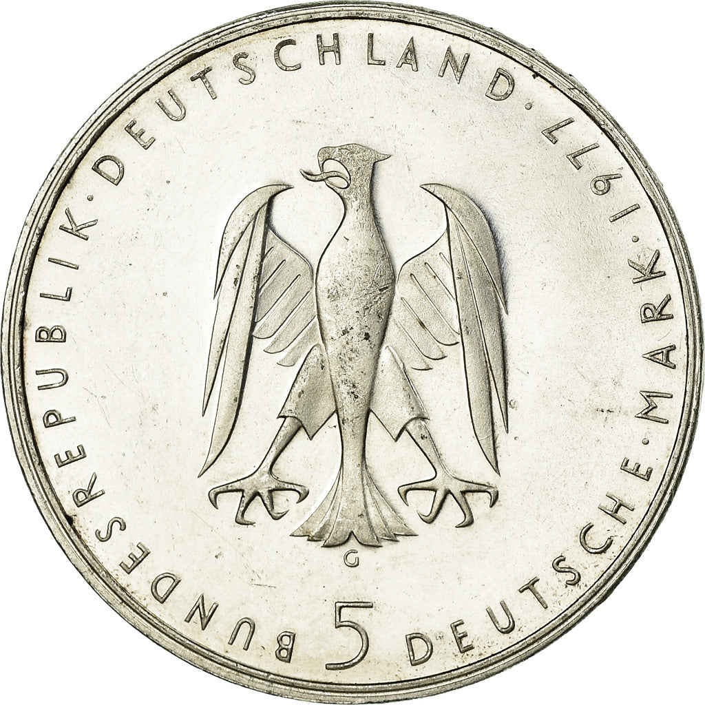 Moeda, ALEMANHA - REPÚBLICA FEDERAL, 5 Mark, 1977, Karlsruhe, Germany, Proof