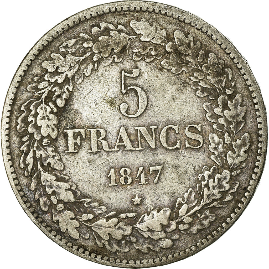 Coin, Belgium, Leopold I, 5 Francs, 5 Frank, 1847, VF(30-35), Silver, KM:3.2