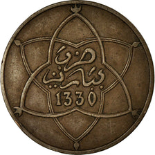 Coin, Morocco, Yusuf, 10 Mazunas, 1912/AH1330, bi-Bariz, Paris, EF(40-45)