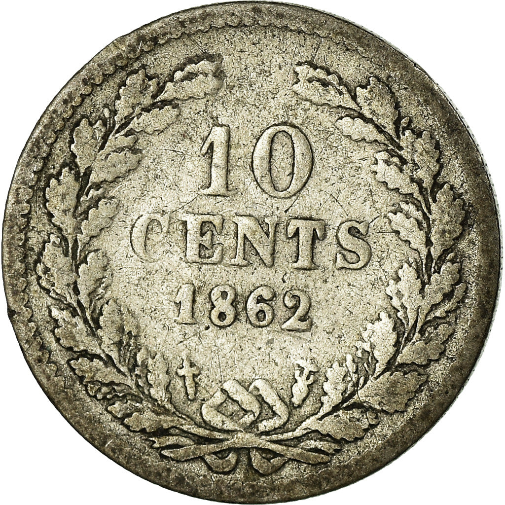 Coin, Netherlands, William III, 10 Cents, 1862, VF(20-25), Silver, KM:80