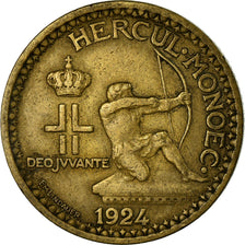 Coin, Monaco, Louis II, Franc, 1924, Poissy, VF(30-35), Aluminum-Bronze, KM:111