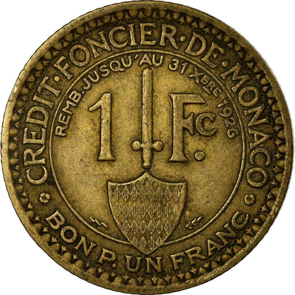 Coin, Monaco, Louis II, Franc, 1924, Poissy, VF(30-35), Aluminum-Bronze, KM:111