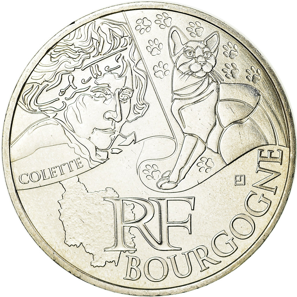 France, 10 Euro, Bourgogne, 2012, MS(63), Silver, KM:1867