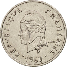 New Caledonia, 10 Francs, 1967, Paris, AU(50-53), Nickel, KM:5