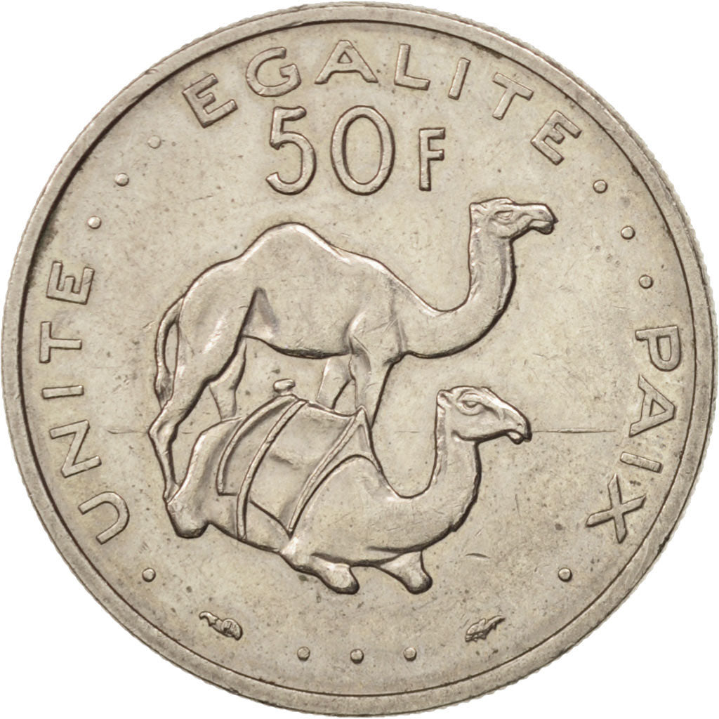 Djibouti, 50 Francs, 1977, Paris, AU(50-53), Copper-nickel, KM:25