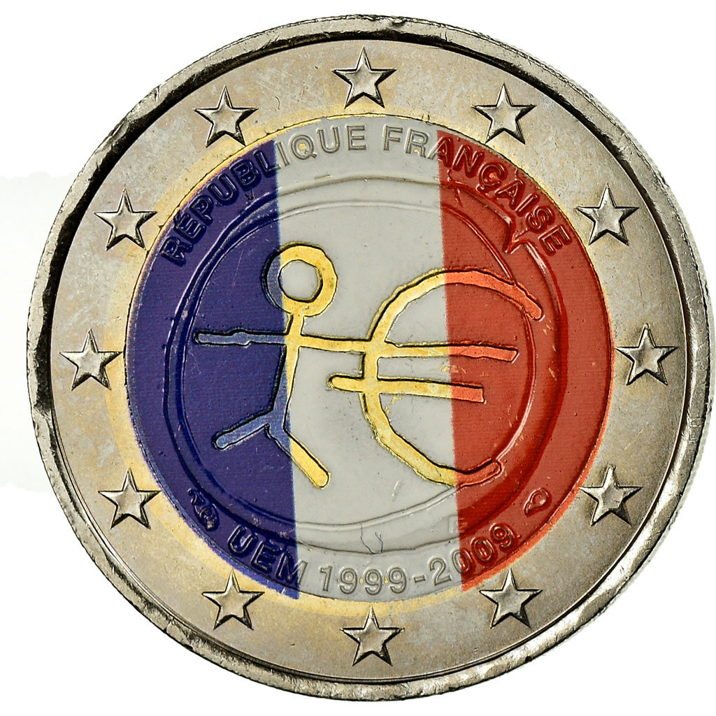Francia, 2 Euro, EMU, 2009, Colorised, SPL-, Bi-metallico, KM:1590