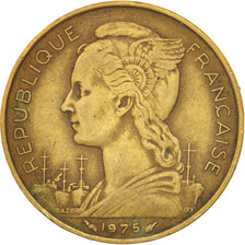 FRENCH AFARS & ISSAS, 20 Francs, 1975, Paris, EF(40-45), Aluminum-Bronze, KM:15