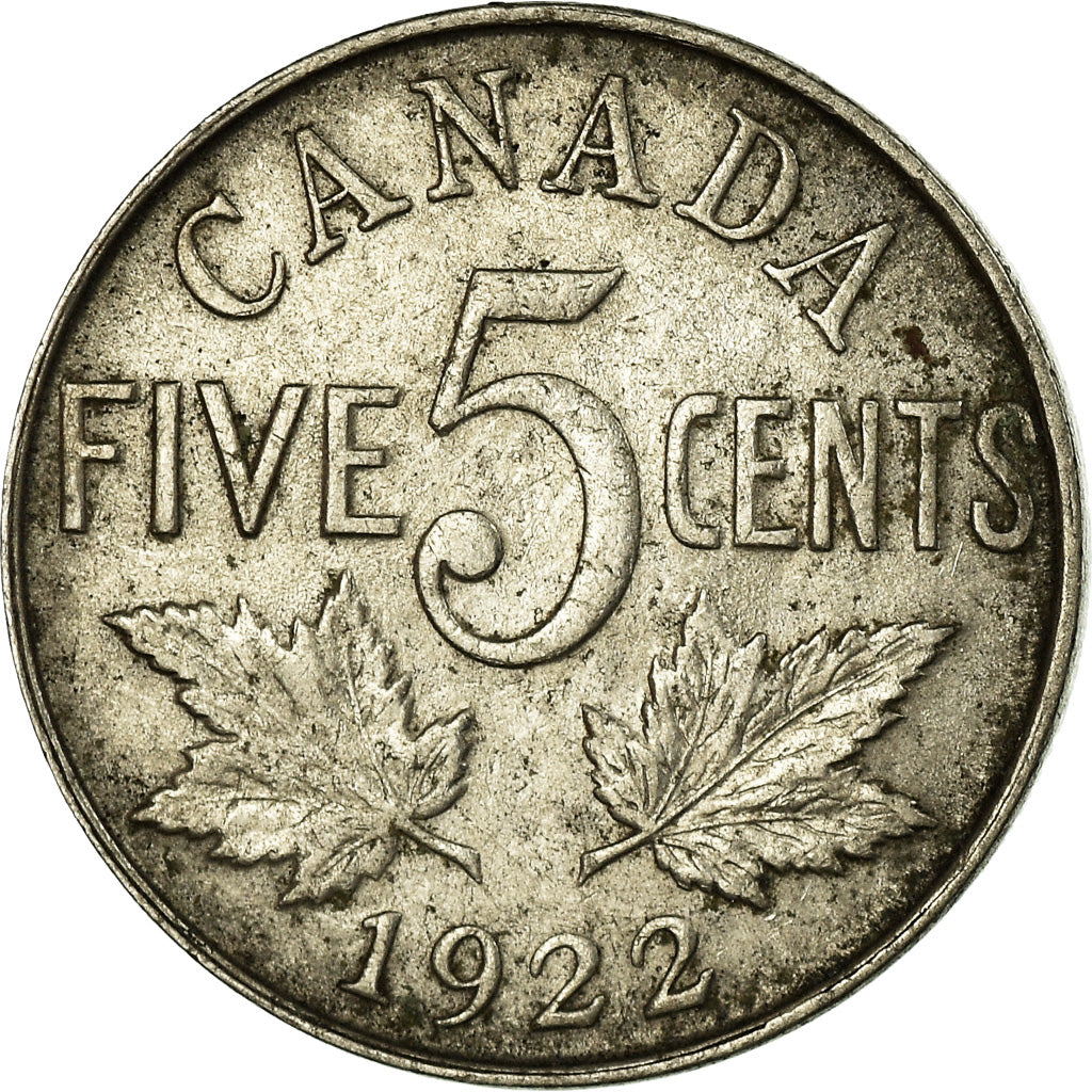 Coin, Canada, George V, 5 Cents, 1922, Royal Canadian Mint, Ottawa, EF(40-45)