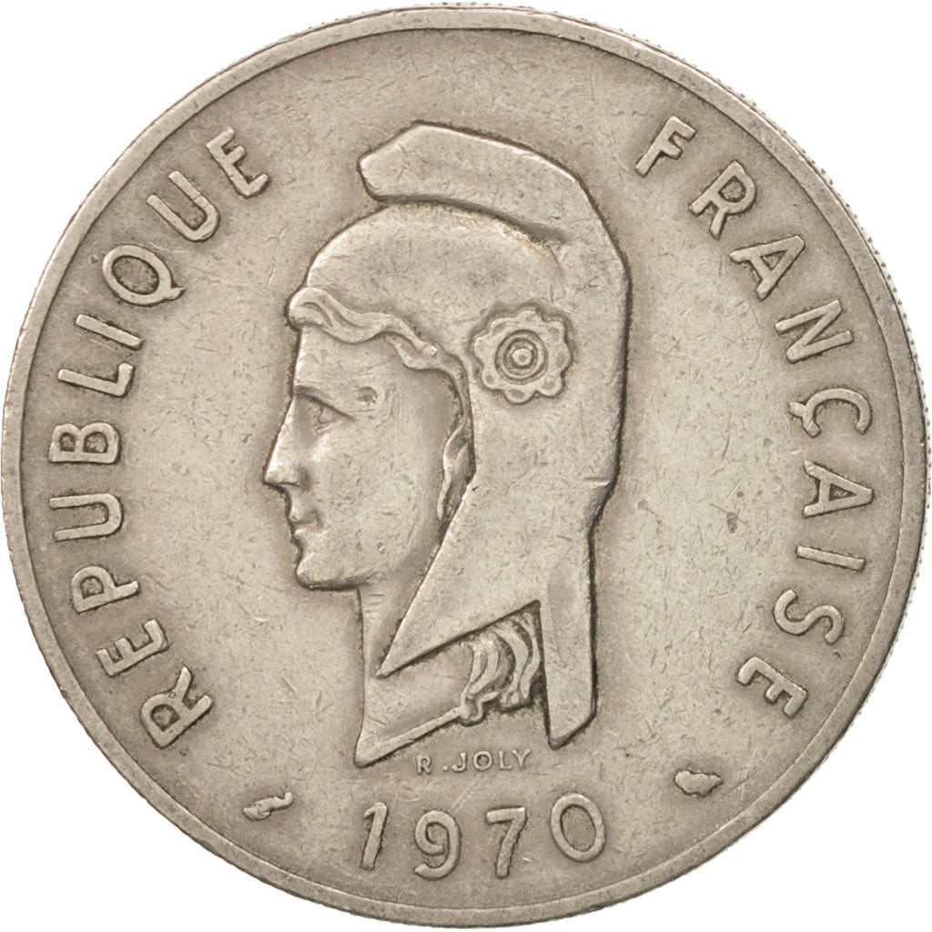 FRENCH AFARS & ISSAS, 100 Francs, 1970, Paris, EF(40-45), Copper-nickel, KM:19