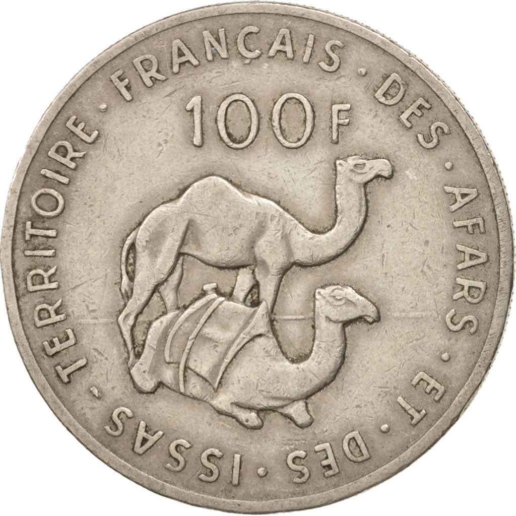 FRENCH AFARS & ISSAS, 100 Francs, 1970, Paris, EF(40-45), Copper-nickel, KM:19