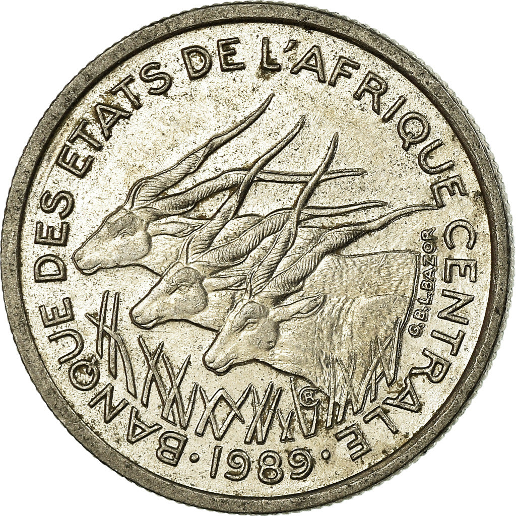 Coin, Central African States, 50 Francs, 1989, Paris, EF(40-45), Nickel, KM:11