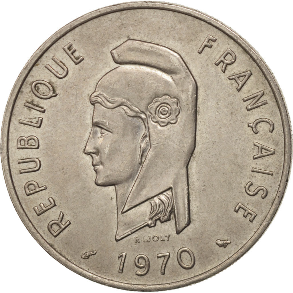 FRENCH AFARS & ISSAS, 100 Francs, 1970, Paris, AU(50-53), Copper-nickel, KM:19