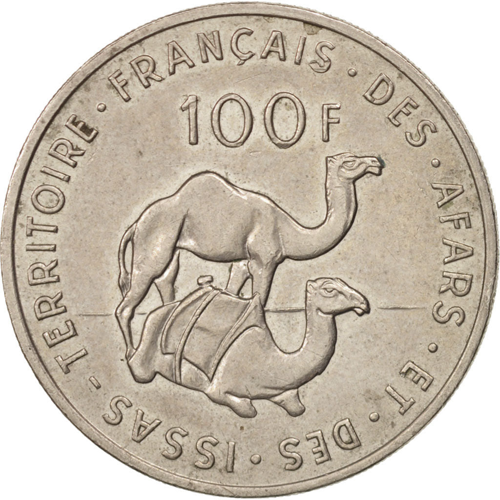 FRENCH AFARS & ISSAS, 100 Francs, 1970, Paris, AU(50-53), Copper-nickel, KM:19