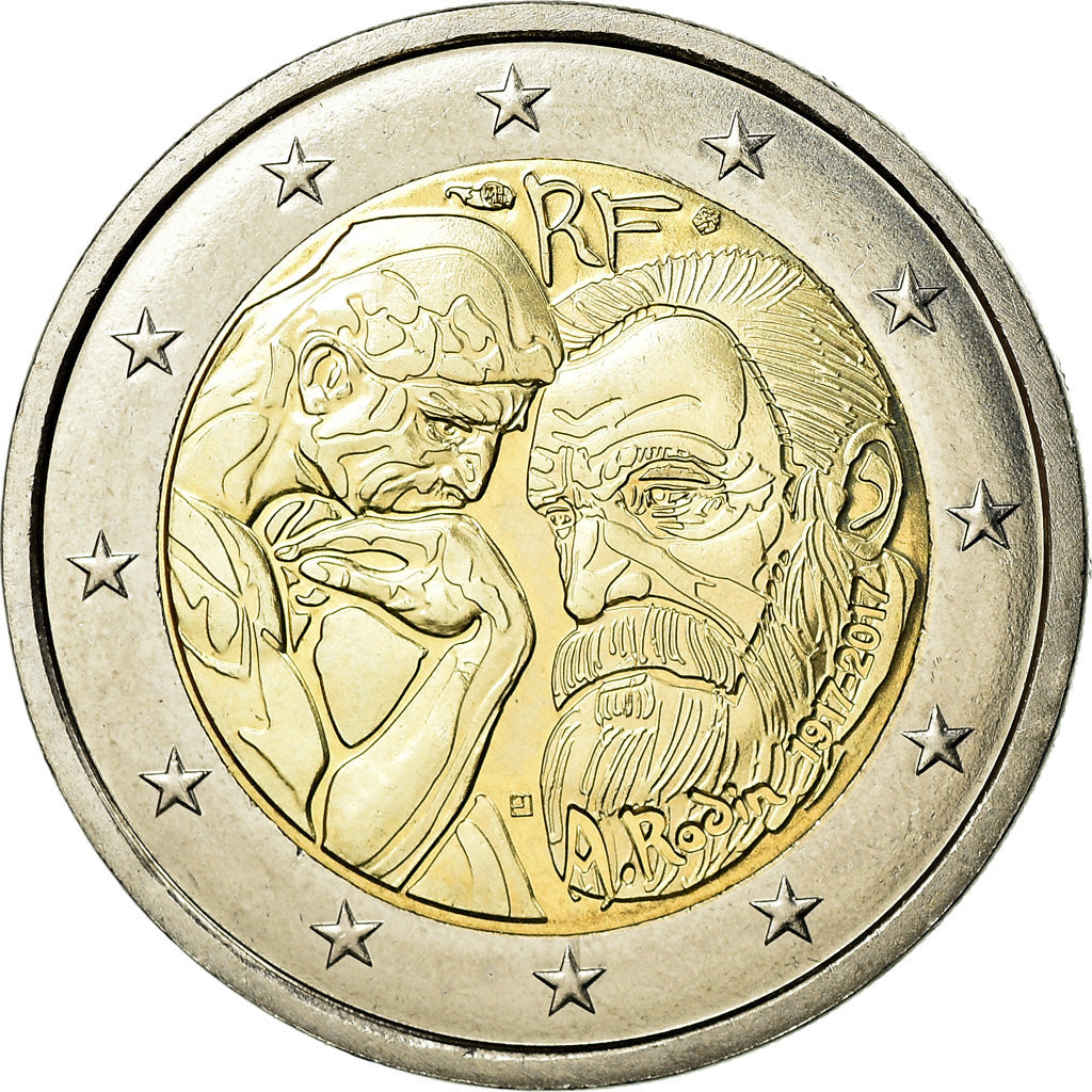 Francia, 2 Euro, Auguste Rodin, 2017, EBC, Bimetálico