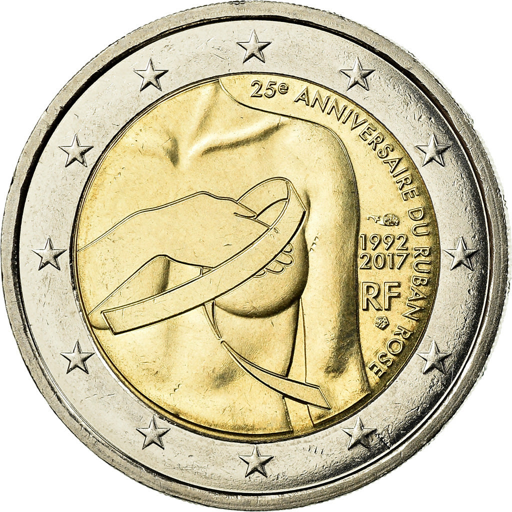 Frankrijk, 2 Euro, 25e Anniversaire du ruban rose, 2017, PR, Bi-Metallic