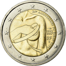 France, 2 Euro, 25e Anniversaire du ruban rose, 2017, SUP+, Bi-Metallic