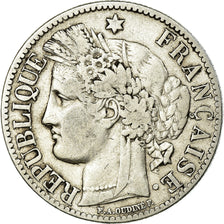 Coin, France, Cérès, 2 Francs, 1872, Bordeaux, VF(20-25), Silver, KM:817.2