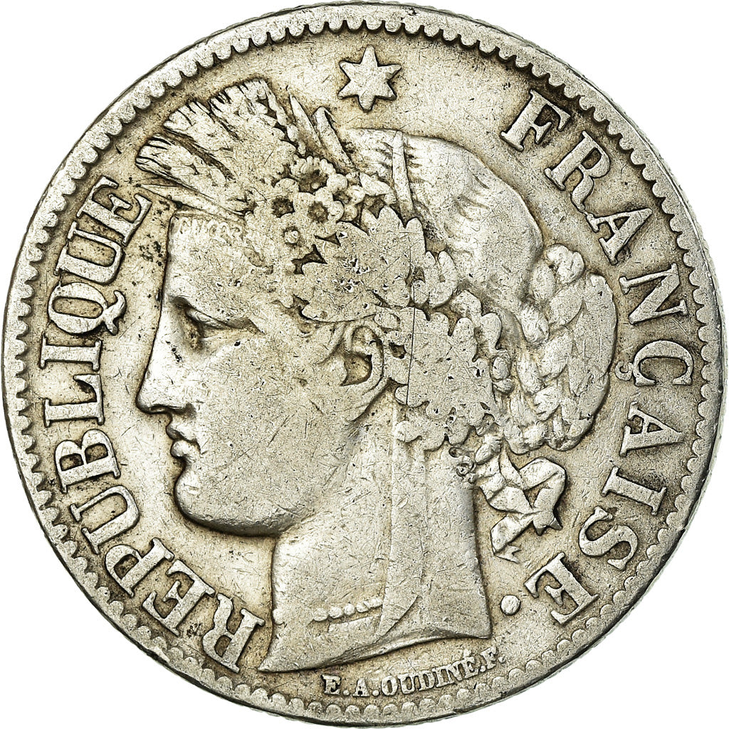 Coin, France, Cérès, 2 Francs, 1872, Bordeaux, VF(20-25), Silver, KM:817.2