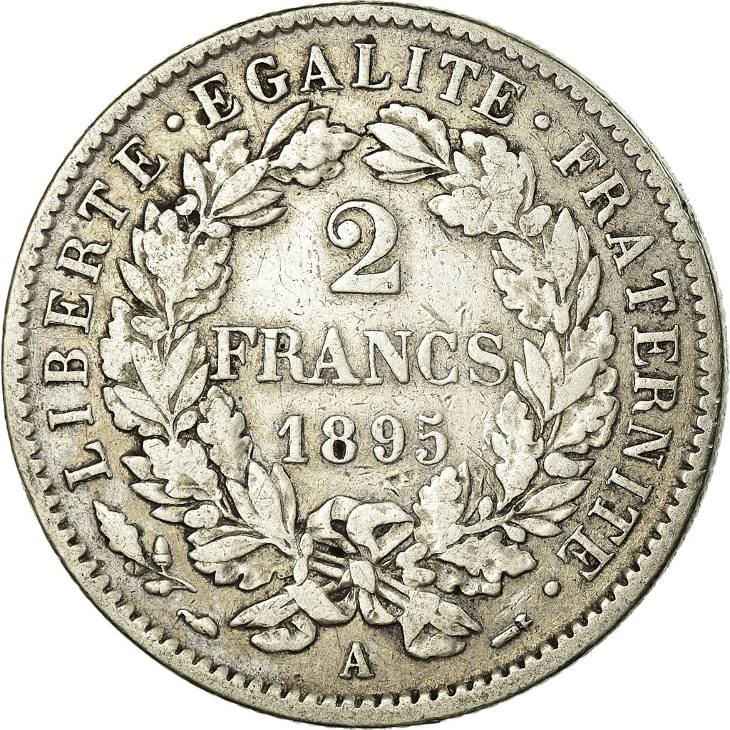 Coin, France, Cérès, 2 Francs, 1895, Paris, VF(20-25), Silver, KM:817.1