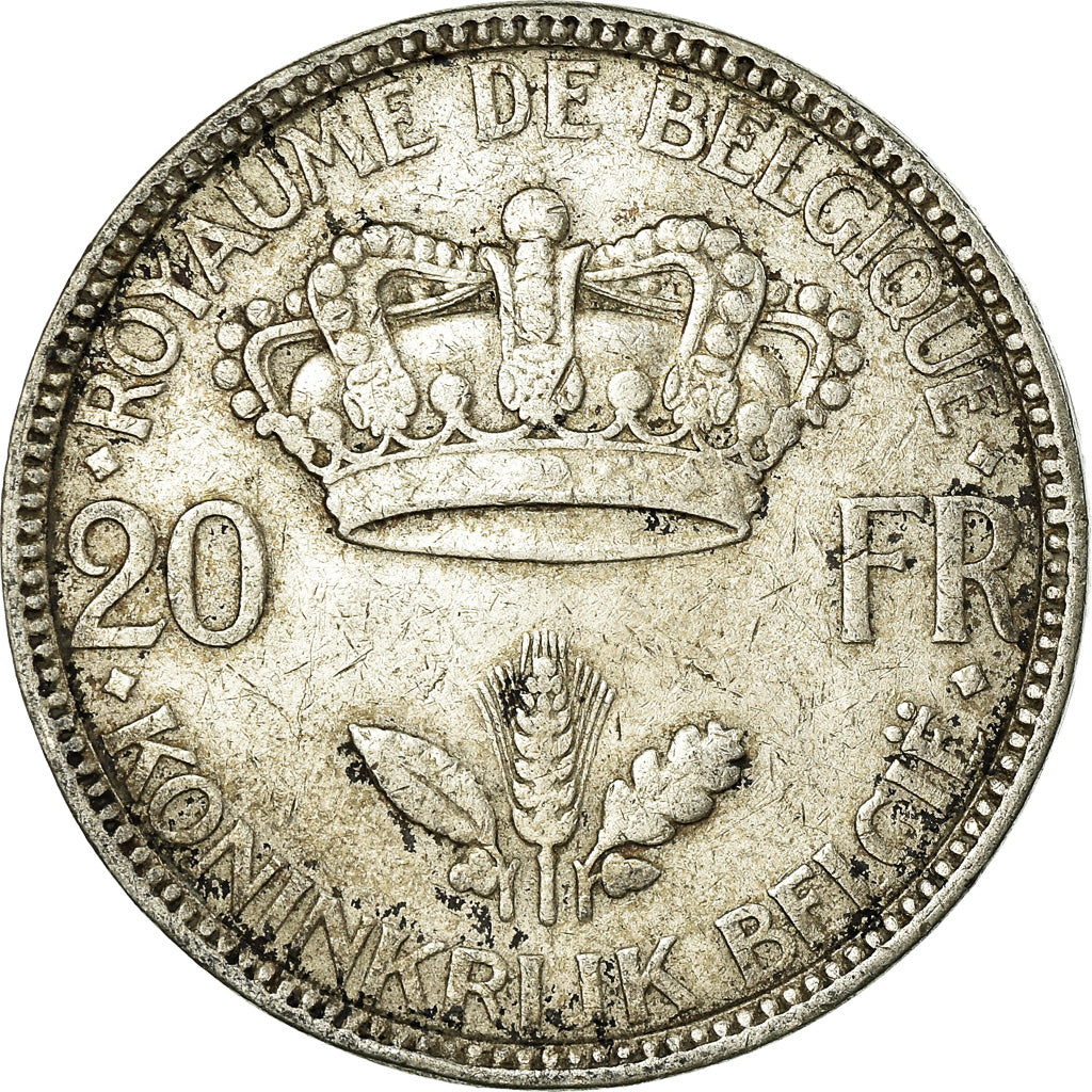 Coin, Belgium, 20 Francs, 20 Frank, 1935, VF(20-25), Silver, KM:105