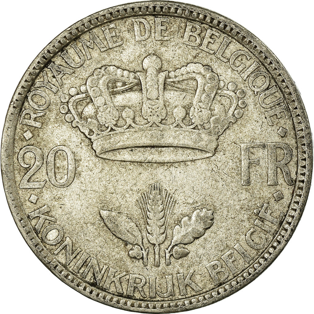 Coin, Belgium, 20 Francs, 20 Frank, 1935, VF(20-25), Silver, KM:105