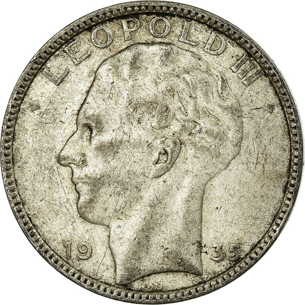 Coin, Belgium, 20 Francs, 20 Frank, 1935, VF(20-25), Silver, KM:105