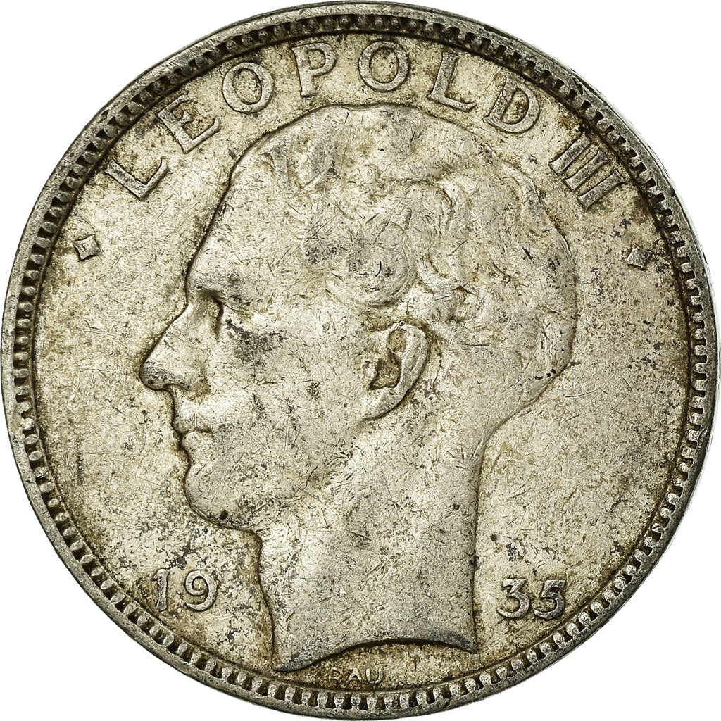 Coin, Belgium, 20 Francs, 20 Frank, 1935, VF(20-25), Silver, KM:105