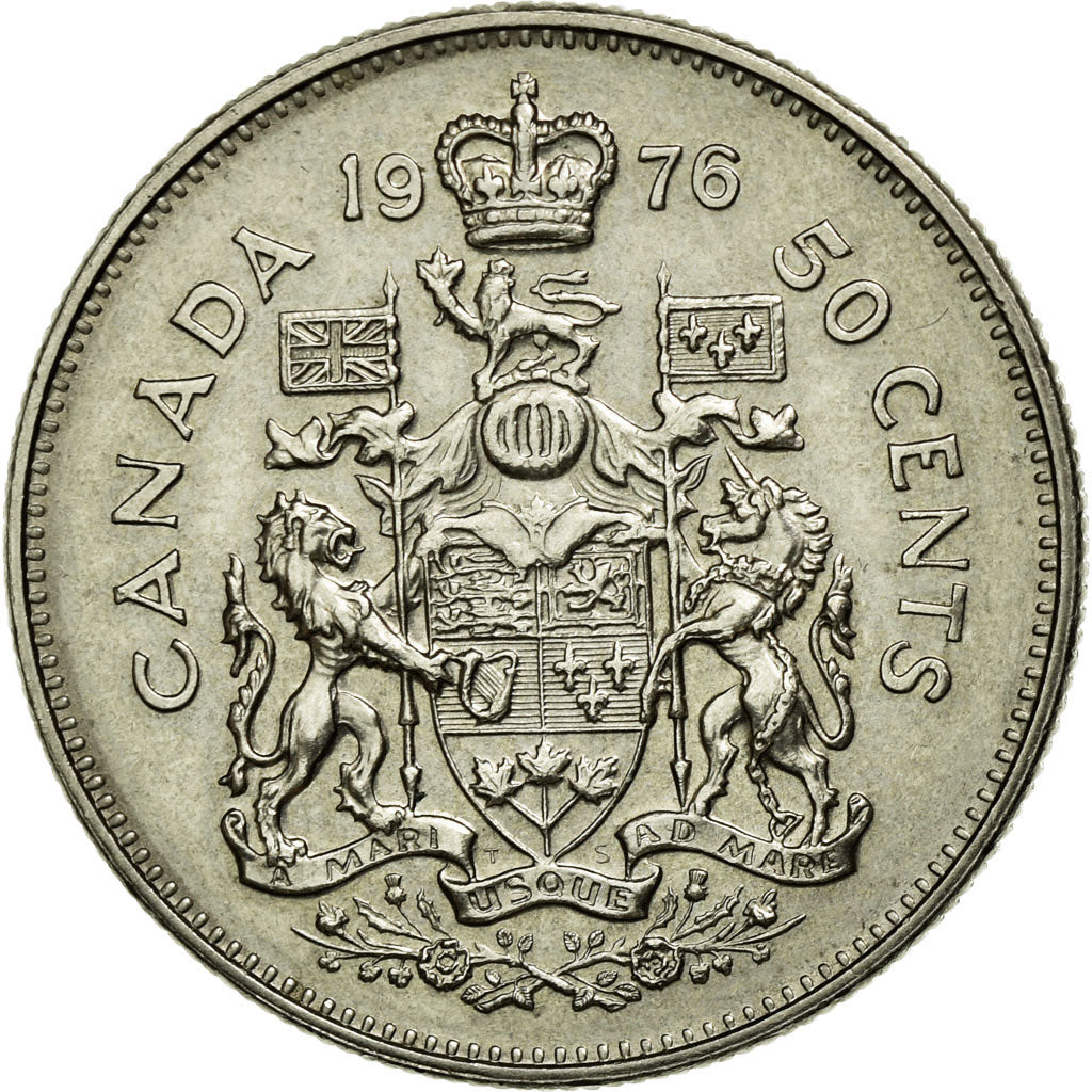 Coin, Canada, Elizabeth II, 50 Cents, 1976, Royal Canadian Mint, Ottawa