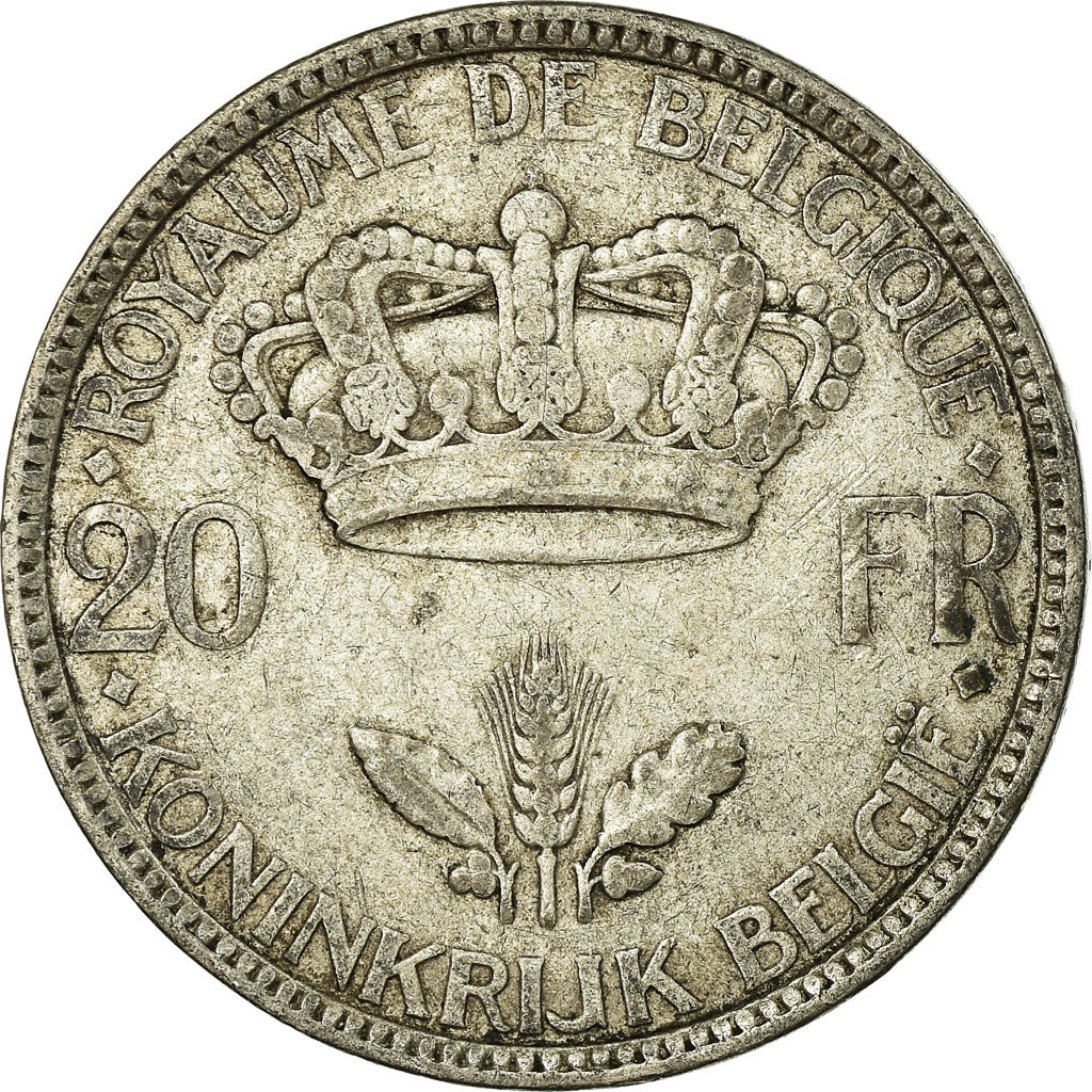 Coin, Belgium, 20 Francs, 20 Frank, 1935, VF(30-35), Silver, KM:105