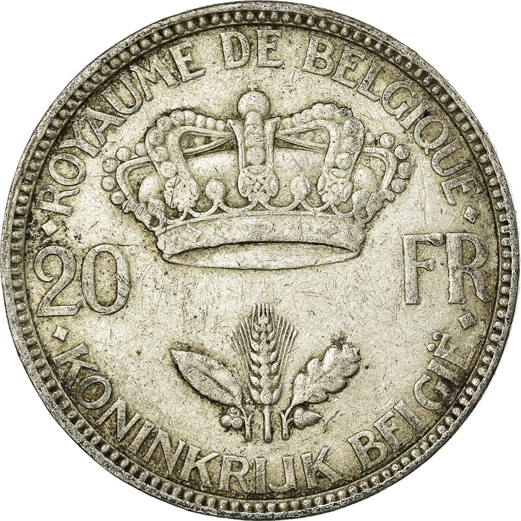 Coin, Belgium, 20 Francs, 20 Frank, 1935, VF(30-35), Silver, KM:105